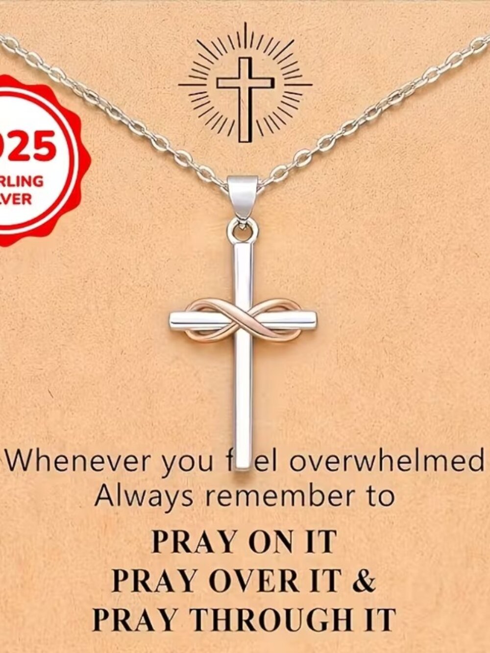 Two-Tone 925 Silver Cross Necklace - new